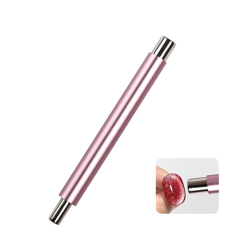 Double-ended magnetic nail wand with powerful cat-eye magnet and steel ball to attract wide-angle glass cat-eye beads.